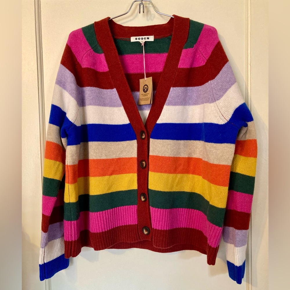 Boden Wool Striped Cardigan XL